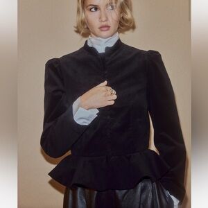 NWT H&M velvet peplum jacket black